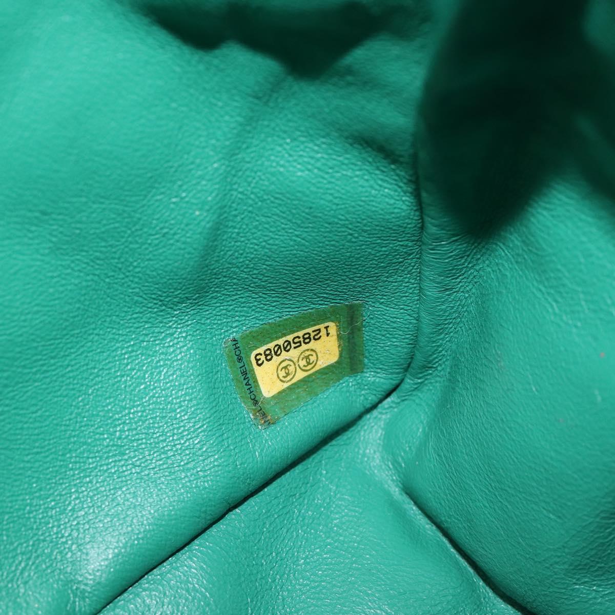 CHANEL Matelasse 34 Maxi Chain Bag Lamb Skin Green Silver CC Auth yk21053SAM