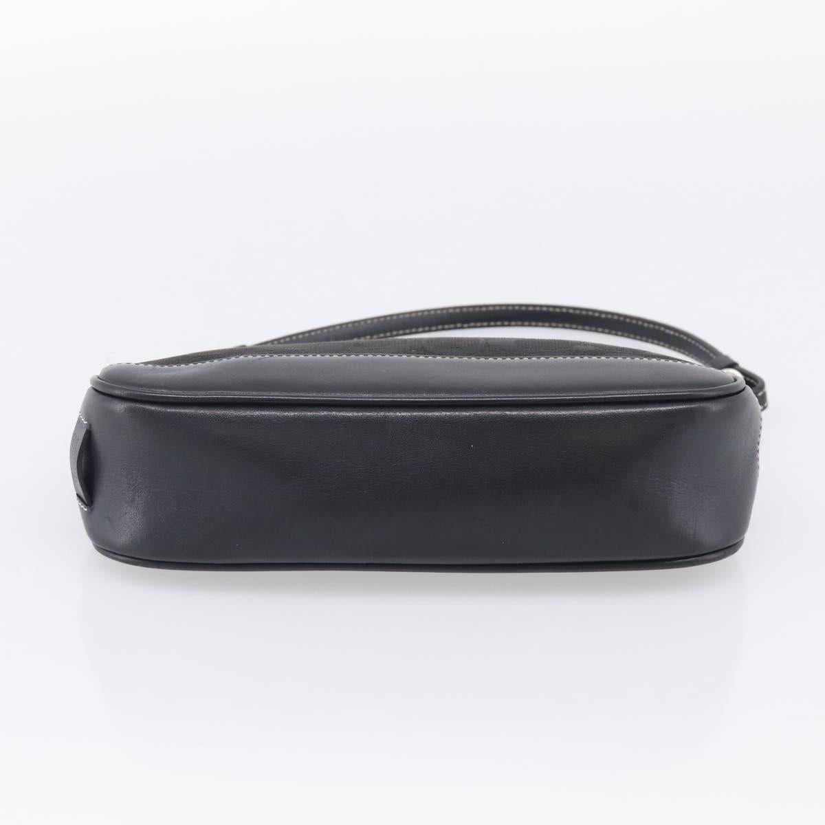 Coach Signature Accessory Pouch Canvas Black Silver Auth yk21082A