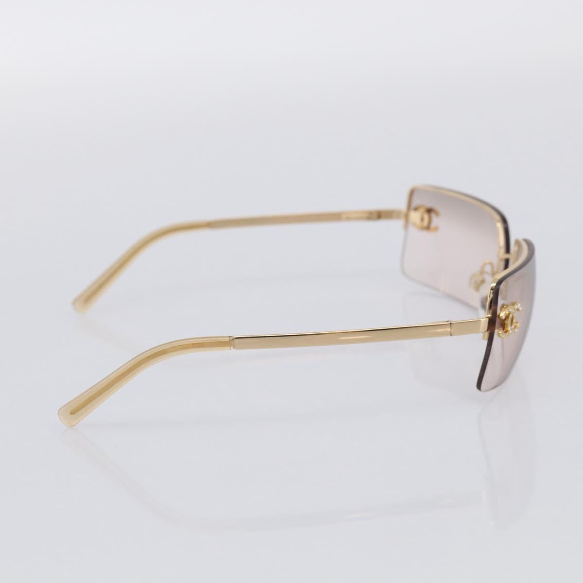 CHANEL Sunglasses Metal Gold Tone CC Auth yk21089M