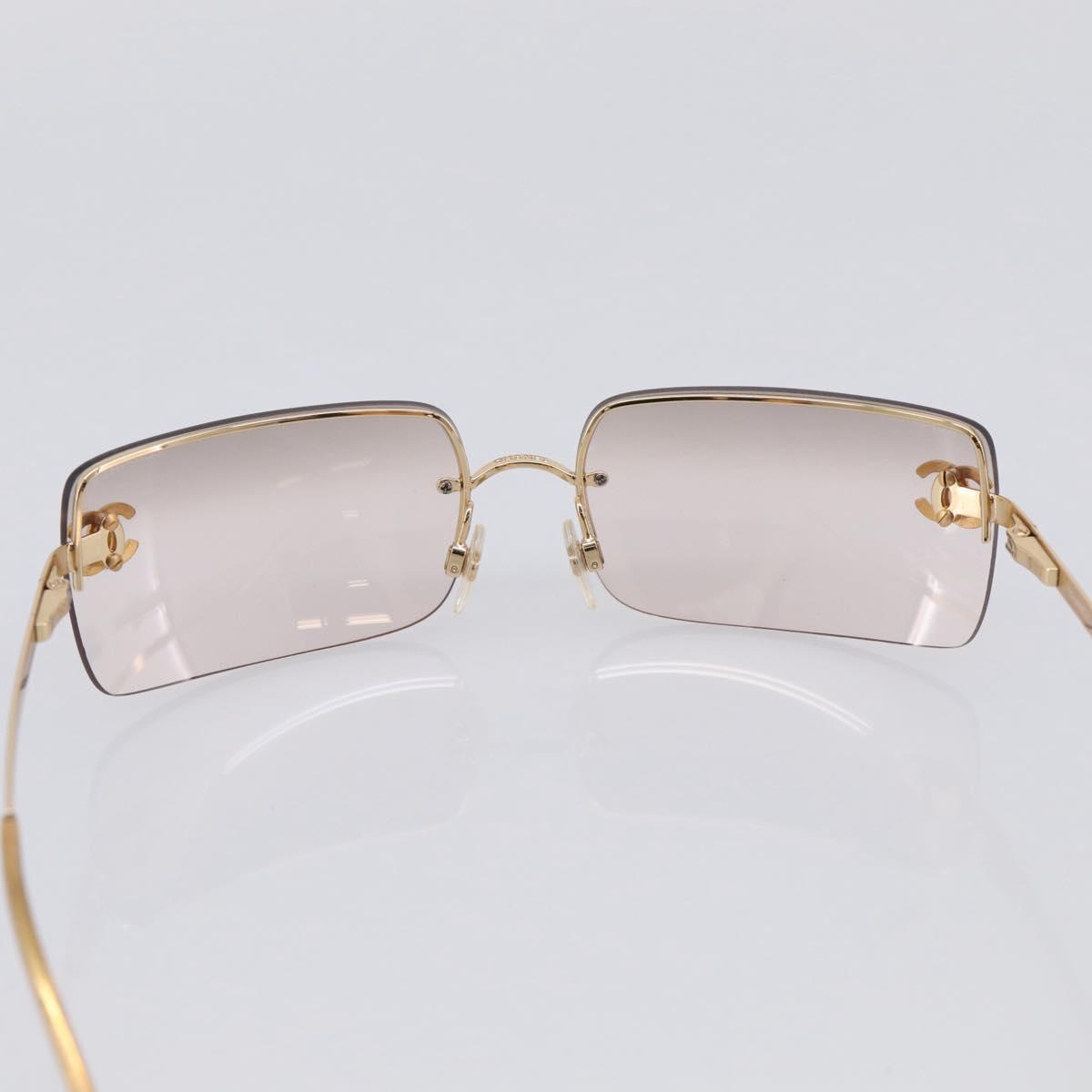 CHANEL Sunglasses Metal Gold Tone CC Auth yk21089M