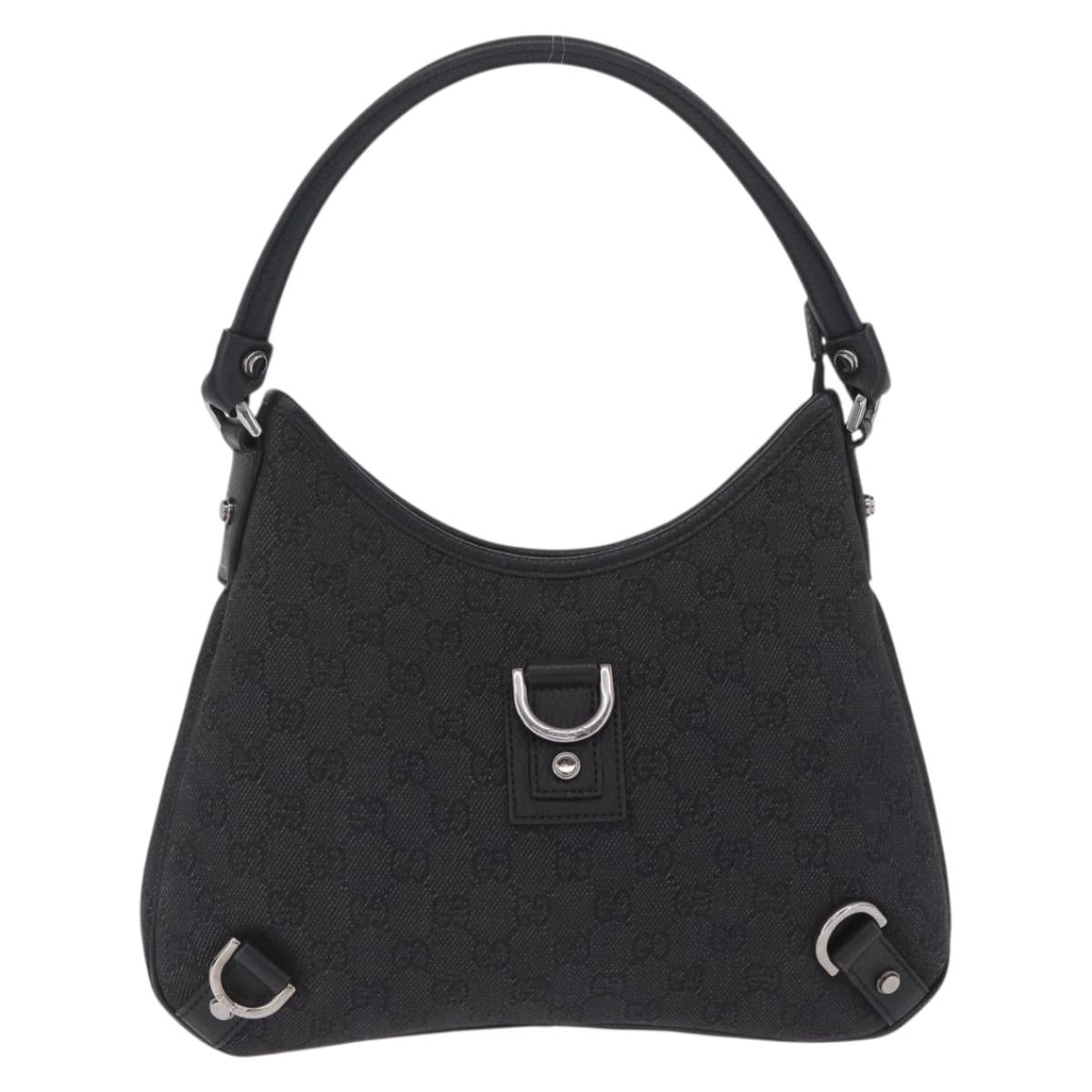 GUCCI GG Canvas Abbey Hand Bag Black Silver 268637 Auth yk21109V