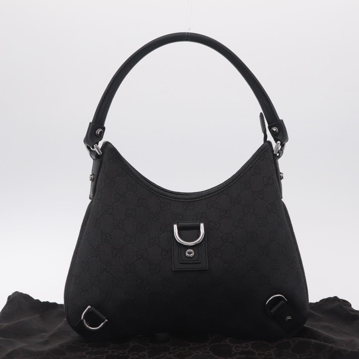 GUCCI GG Canvas Abbey Hand Bag Black Silver 268637 Auth yk21109V