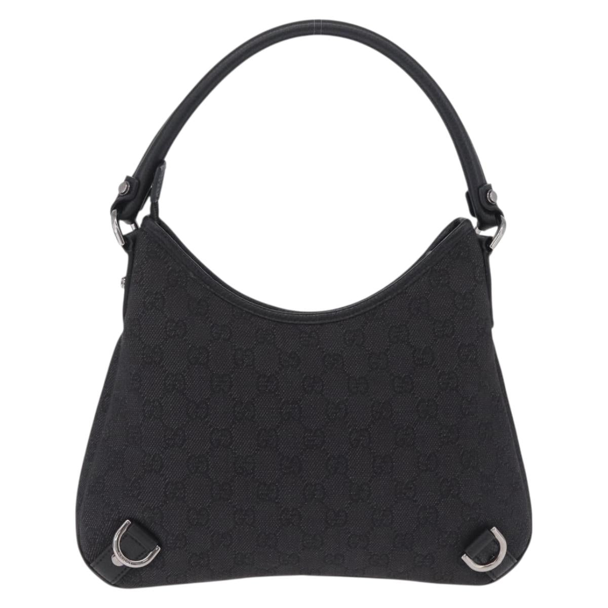 GUCCI GG Canvas Abbey Hand Bag Black Silver 268637 Auth yk21109V
