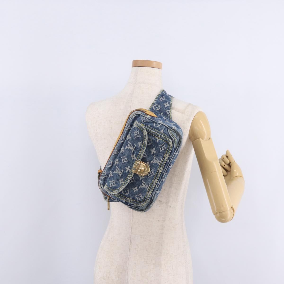 LOUIS VUITTON Monogram Denim Bum Bag Body Bag Blue M95347 LV Auth yk21116M
