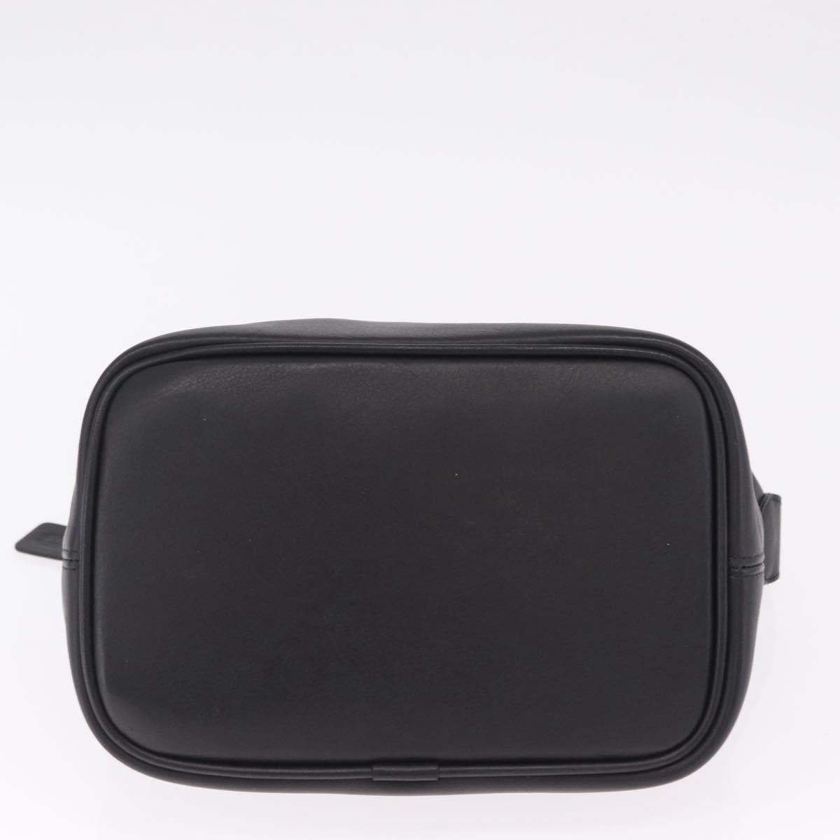Coach Hand Bag Leather Black Gold Auth yk21124A