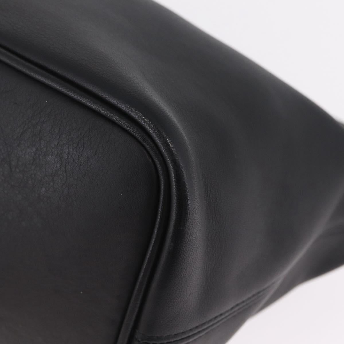 Coach Hand Bag Leather Black Gold Auth yk21124A