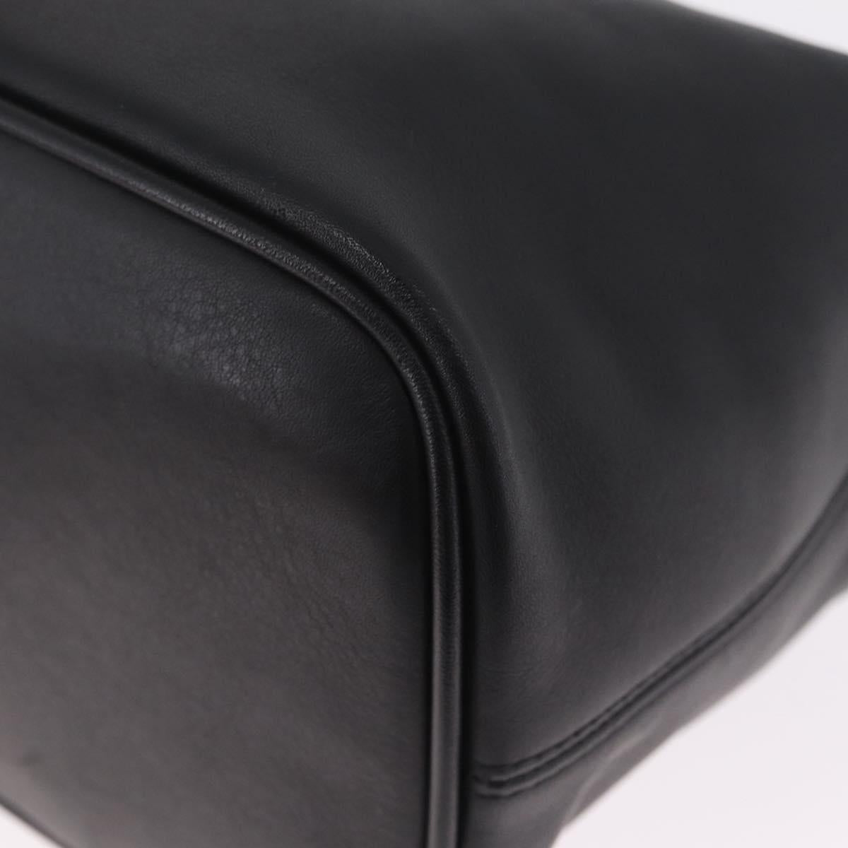 Coach Hand Bag Leather Black Gold Auth yk21124A