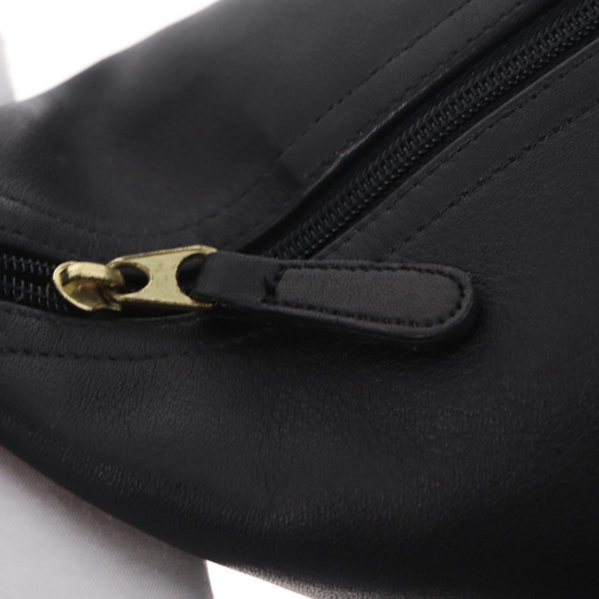 Coach Hand Bag Leather Black Gold Auth yk21124A
