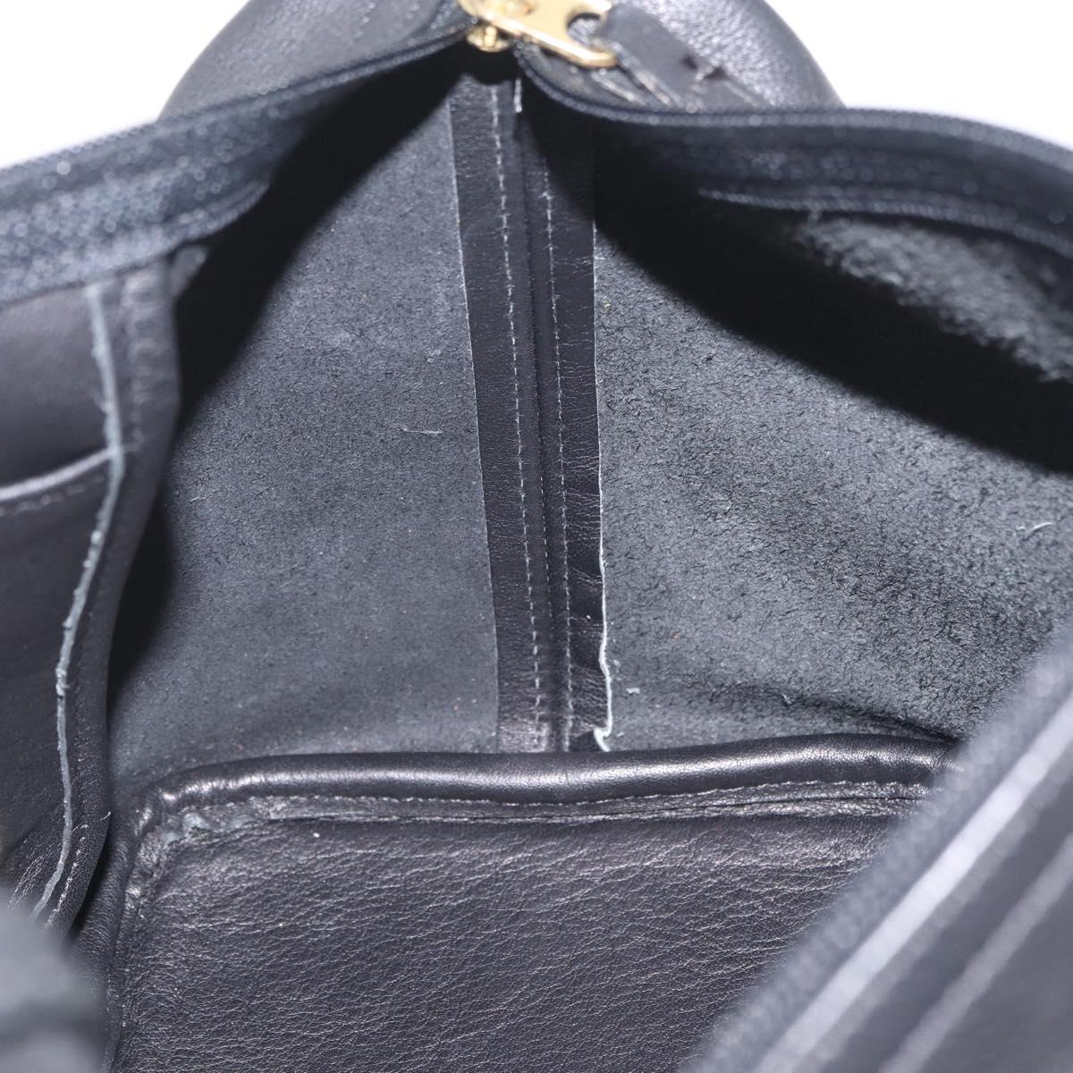 Coach Hand Bag Leather Black Gold Auth yk21124A