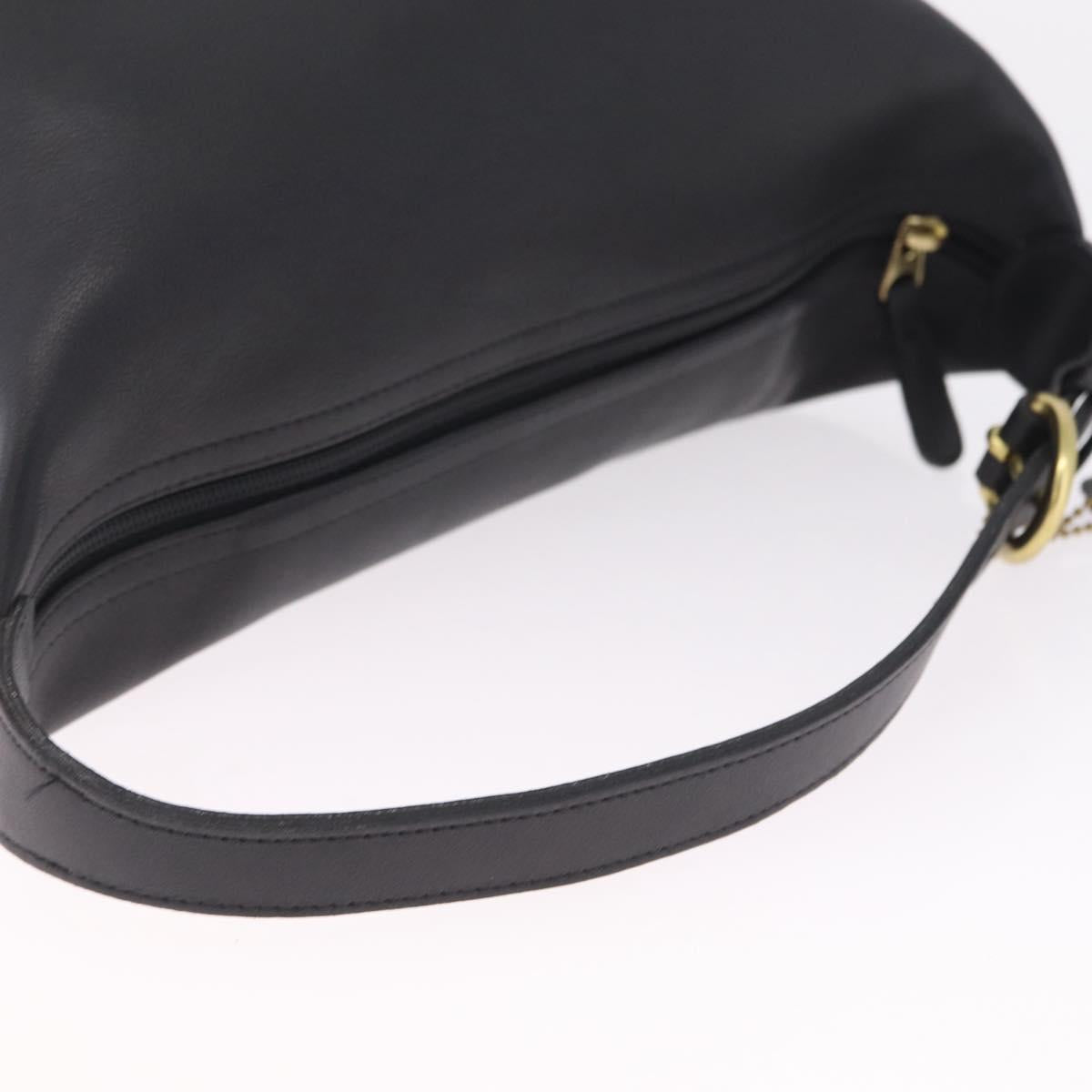 Coach Hand Bag Leather Black Gold Auth yk21124A