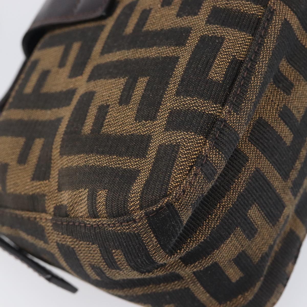 FENDI Zucca Canvas Mamma Baguette Shoulder Bag Brown Black Auth yk21141SAM