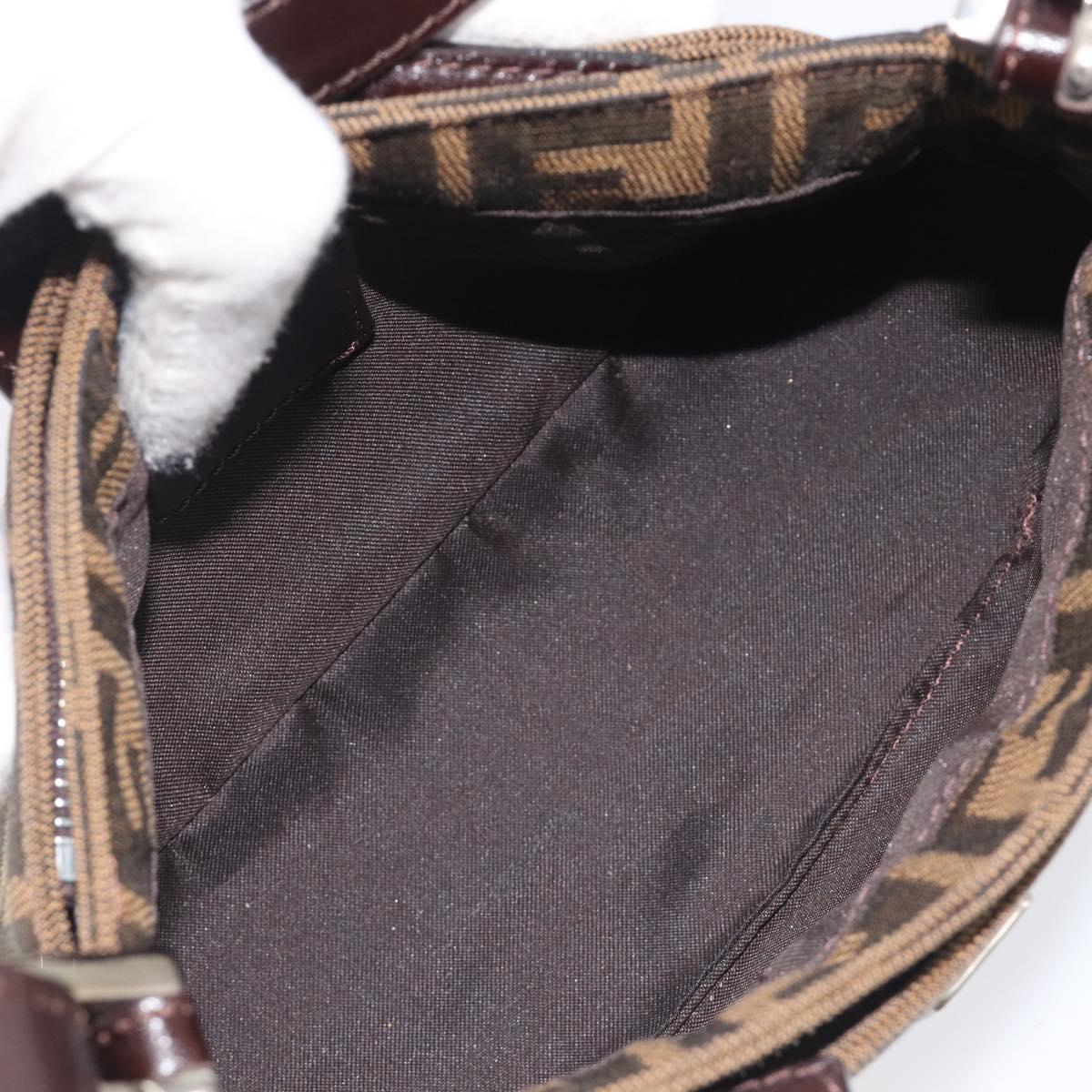 FENDI Zucca Canvas Mamma Baguette Shoulder Bag Brown Black Auth yk21141SAM