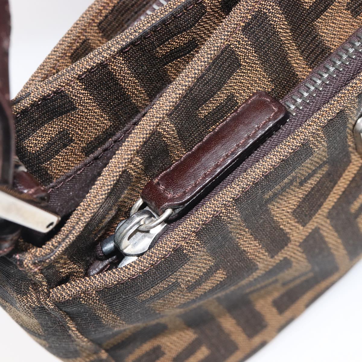 FENDI Zucca Canvas Mamma Baguette Shoulder Bag Brown Black Auth yk21141SAM