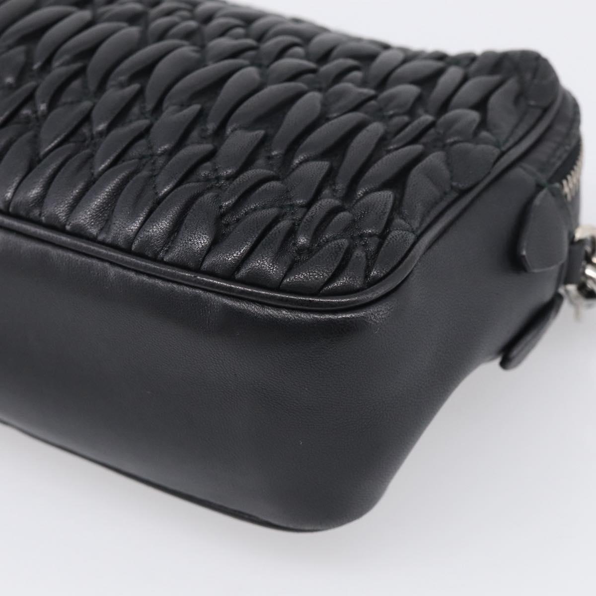 Miu Miu Matelasse Bijoux Shoulder Bag Leather 2way Black Silver Auth yk21143SAM