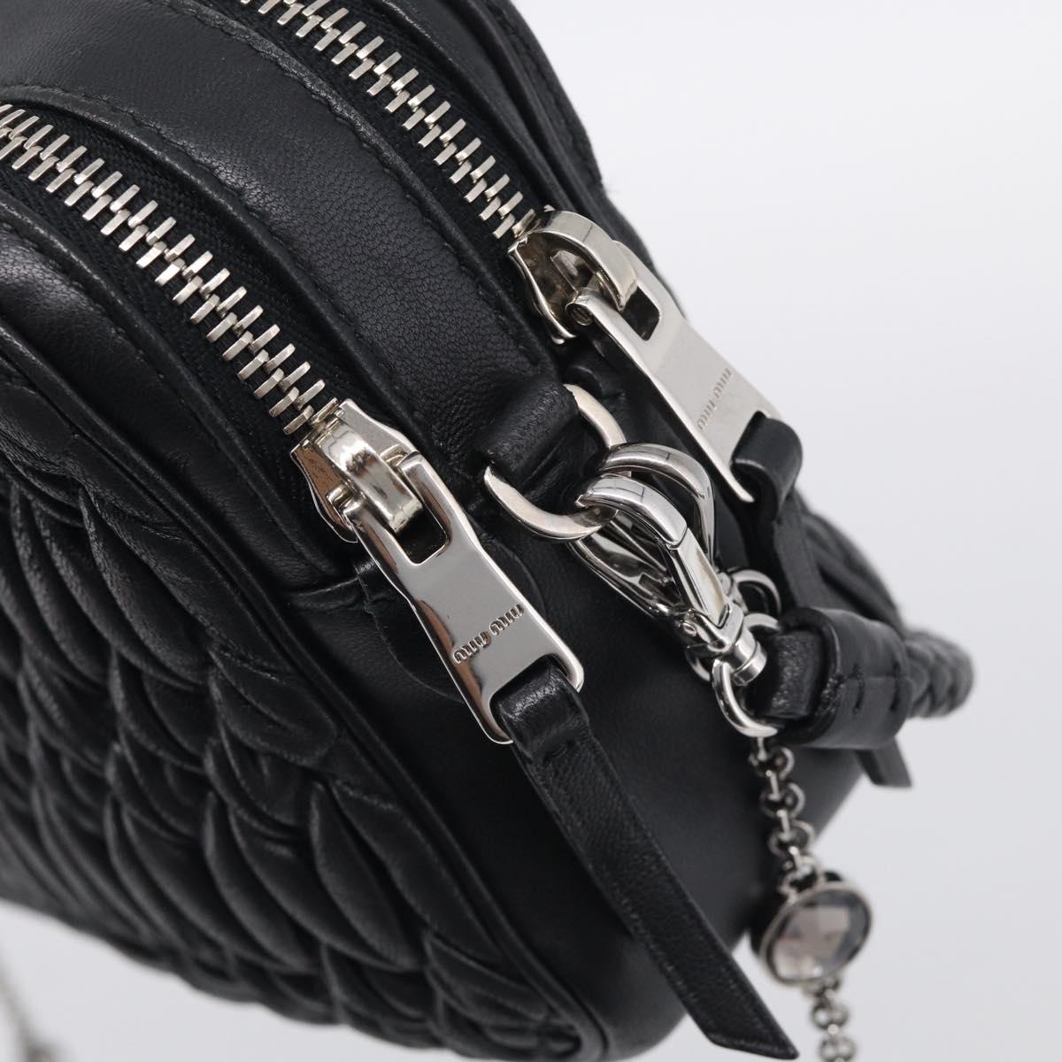 Miu Miu Matelasse Bijoux Shoulder Bag Leather 2way Black Silver Auth yk21143SAM