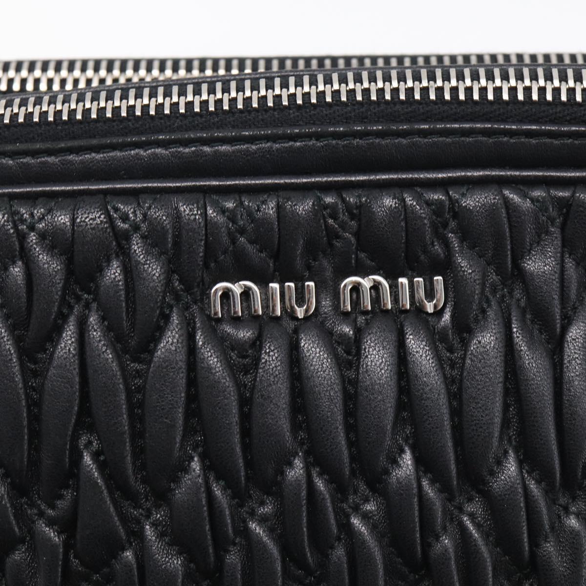Miu Miu Matelasse Bijoux Shoulder Bag Leather 2way Black Silver Auth yk21143SAM