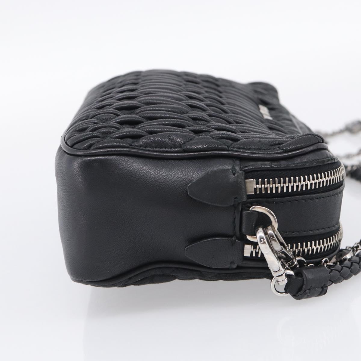 Miu Miu Matelasse Bijoux Shoulder Bag Leather 2way Black Silver Auth yk21143SAM