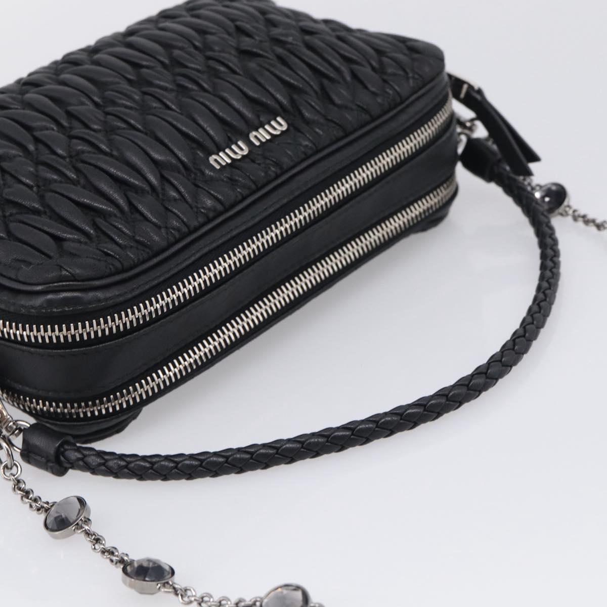 Miu Miu Matelasse Bijoux Shoulder Bag Leather 2way Black Silver Auth yk21143SAM