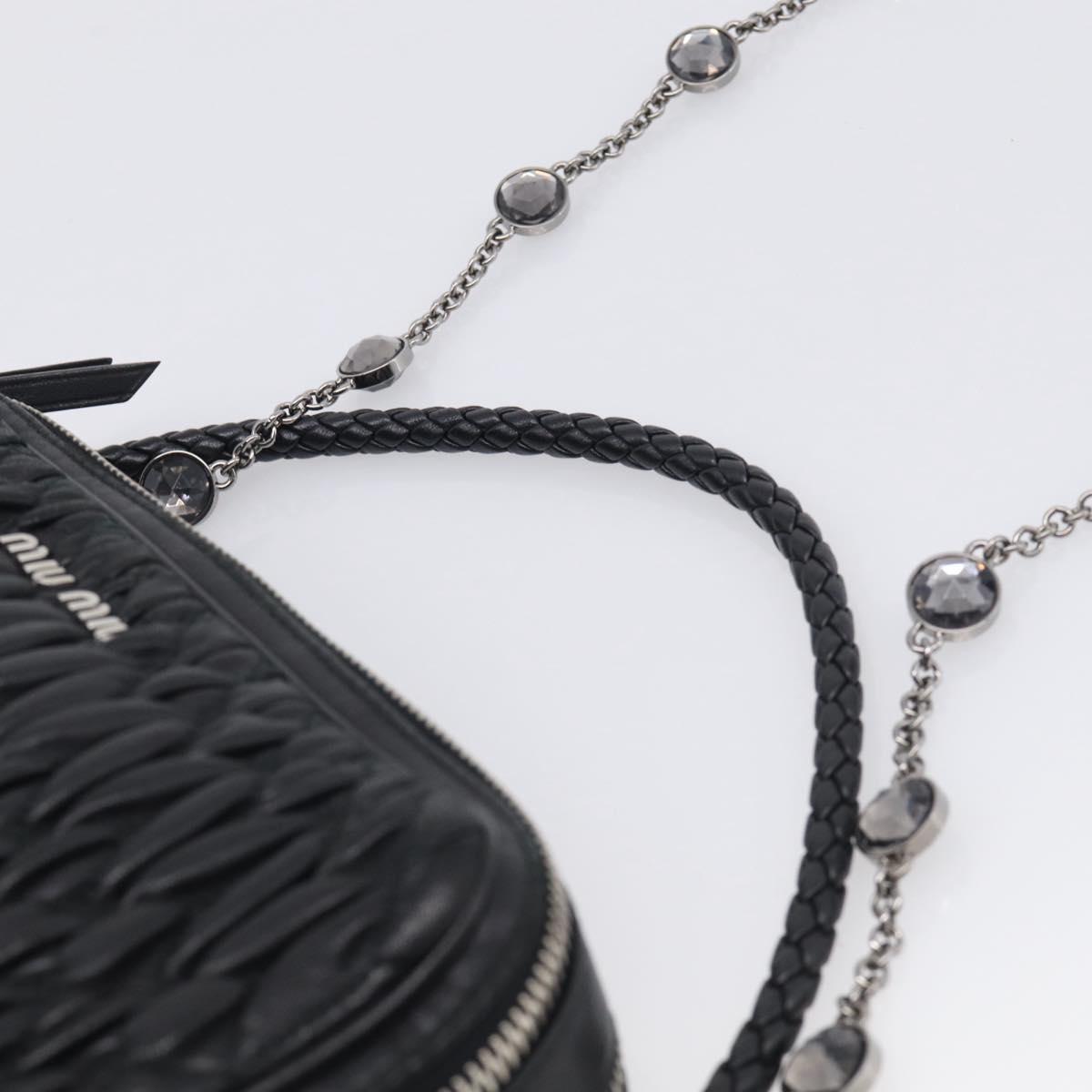 Miu Miu Matelasse Bijoux Shoulder Bag Leather 2way Black Silver Auth yk21143SAM