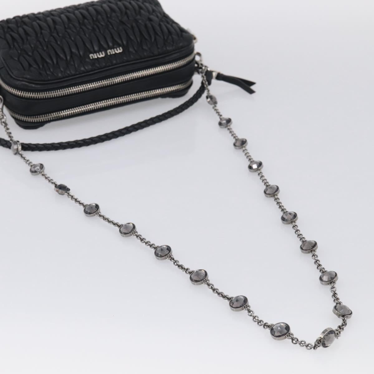 Miu Miu Matelasse Bijoux Shoulder Bag Leather 2way Black Silver Auth yk21143SAM