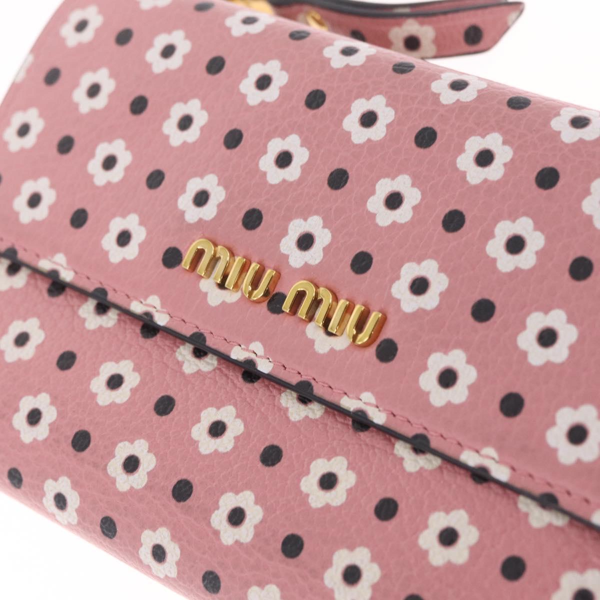 Miu Miu Wallet Leather Pink Gold Auth yk21144M