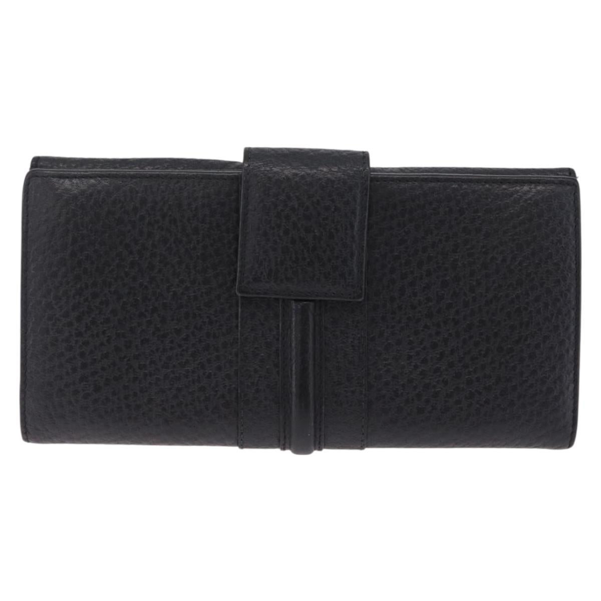GUCCI Long Wallet Leather Black Gold 131847 Auth yk21145V