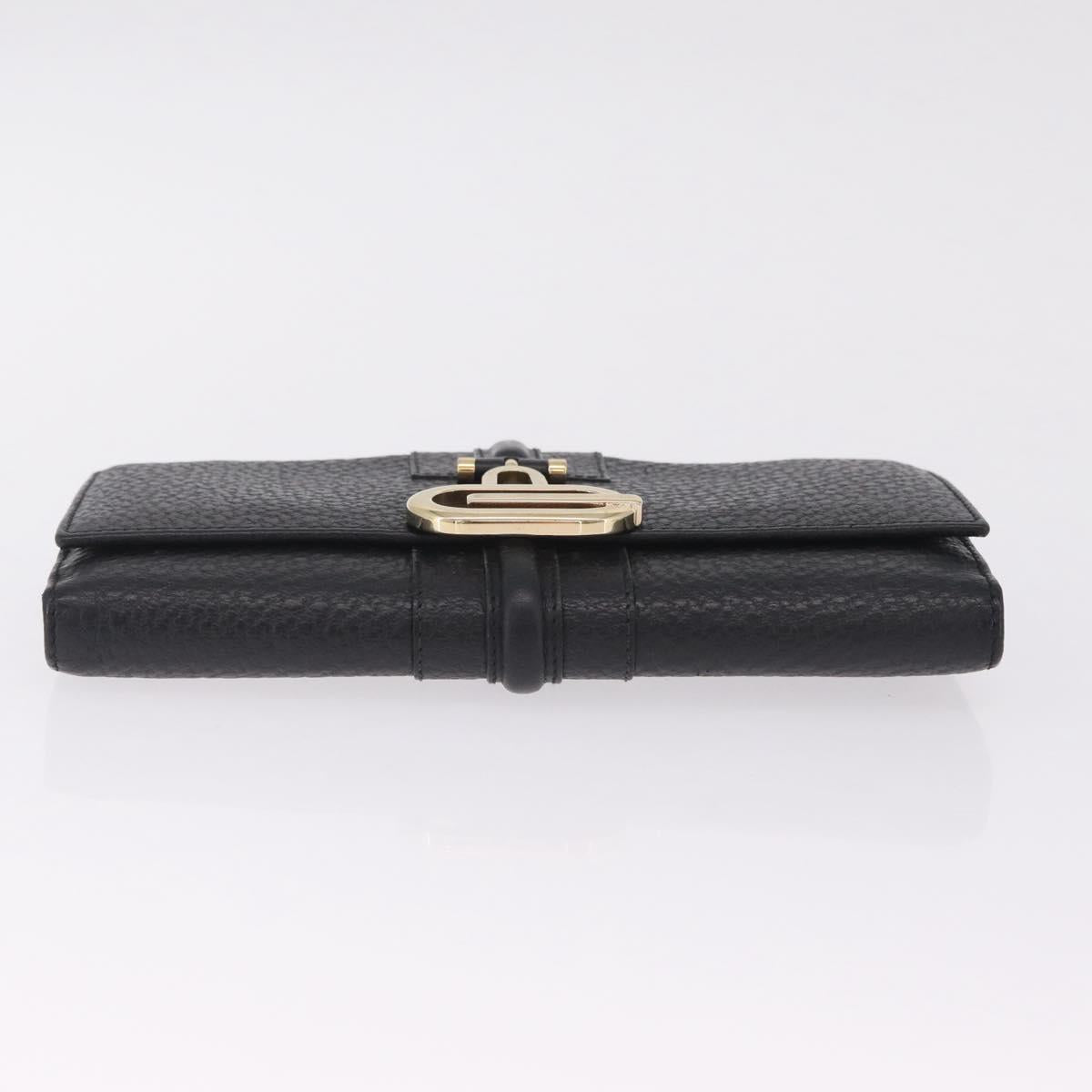 GUCCI Long Wallet Leather Black Gold 131847 Auth yk21145V