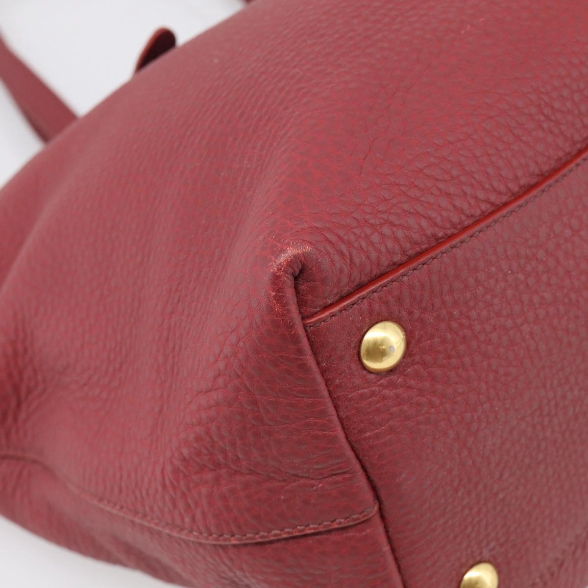 Miu Miu Tote Bag Leather 2way Red Gold Auth yk21146V