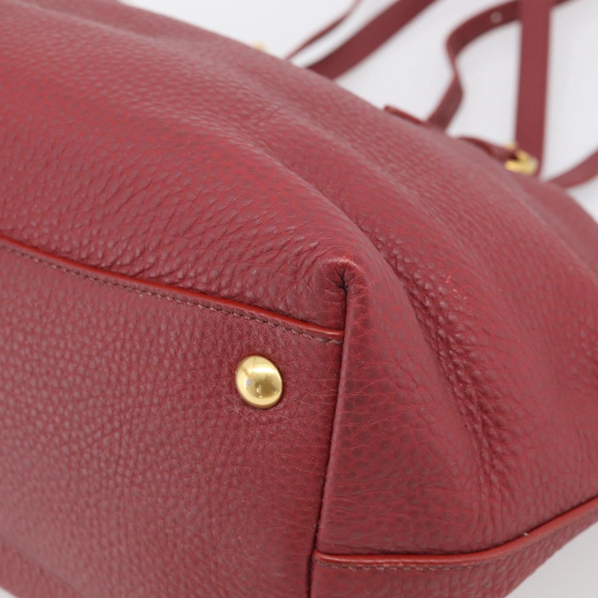 Miu Miu Tote Bag Leather 2way Red Gold Auth yk21146V