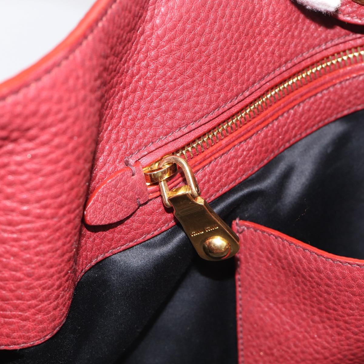 Miu Miu Tote Bag Leather 2way Red Gold Auth yk21146V