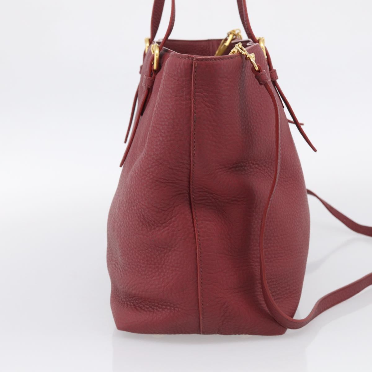 Miu Miu Tote Bag Leather 2way Red Gold Auth yk21146V