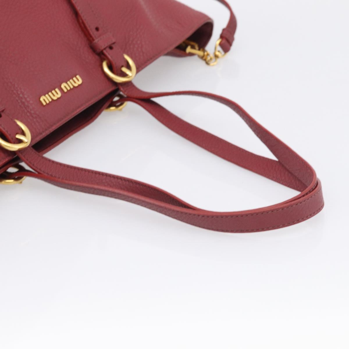 Miu Miu Tote Bag Leather 2way Red Gold Auth yk21146V