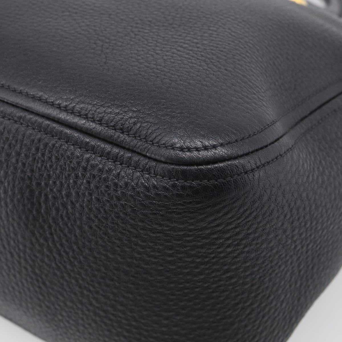 PRADA Hand Bag Leather 2way Black Gold Auth yk21147V