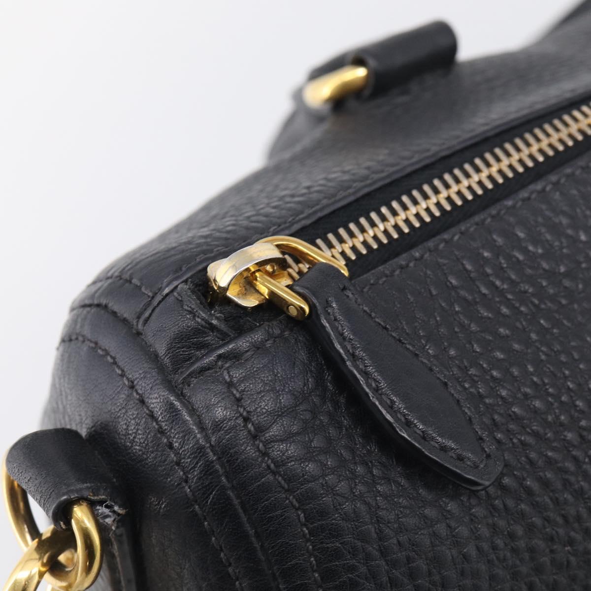 PRADA Hand Bag Leather 2way Black Gold Auth yk21147V