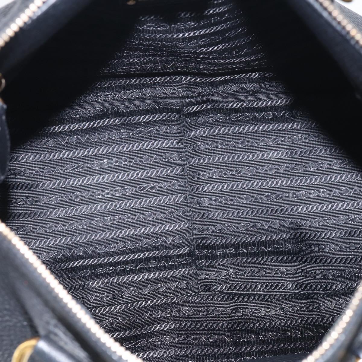 PRADA Hand Bag Leather 2way Black Gold Auth yk21147V