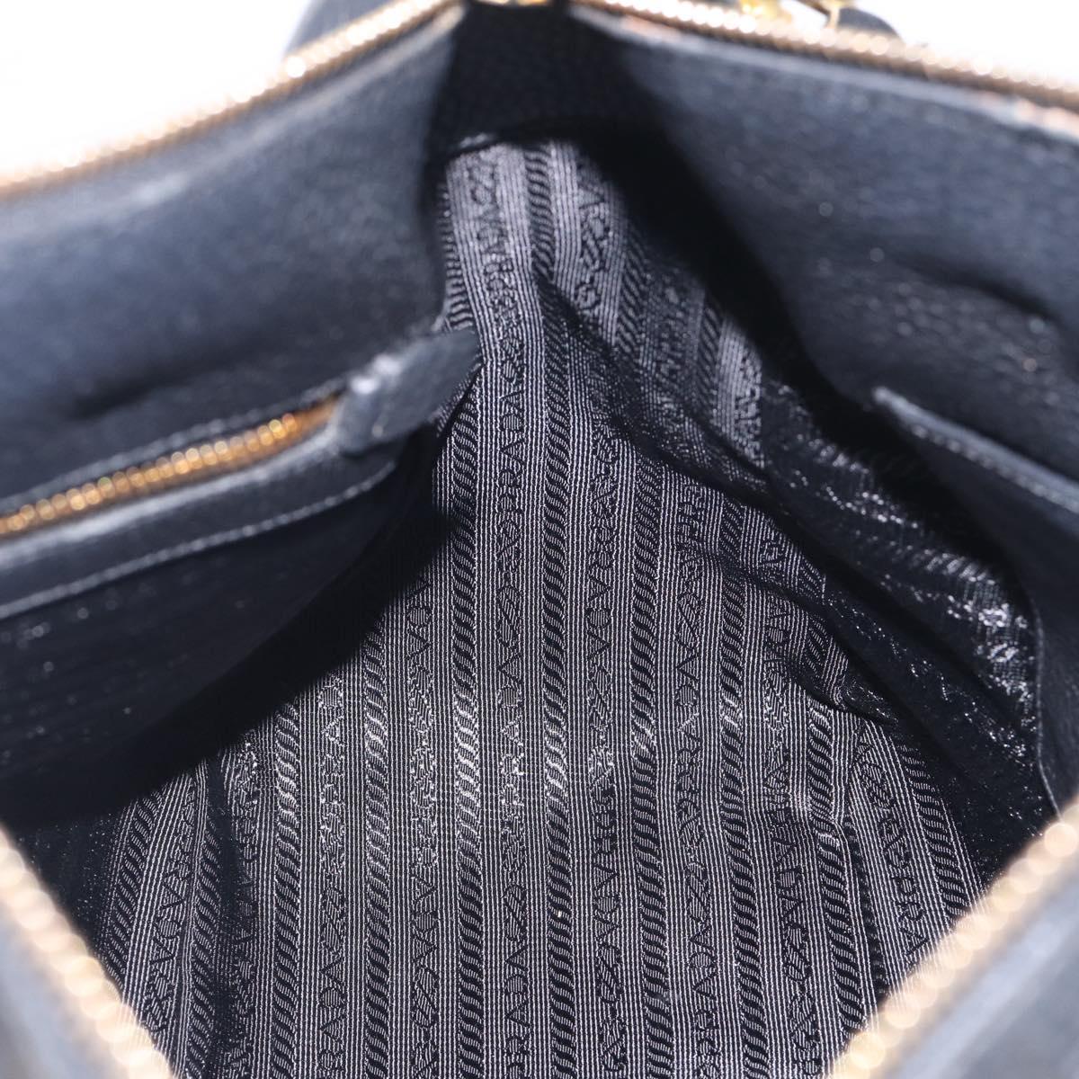 PRADA Hand Bag Leather 2way Black Gold Auth yk21147V