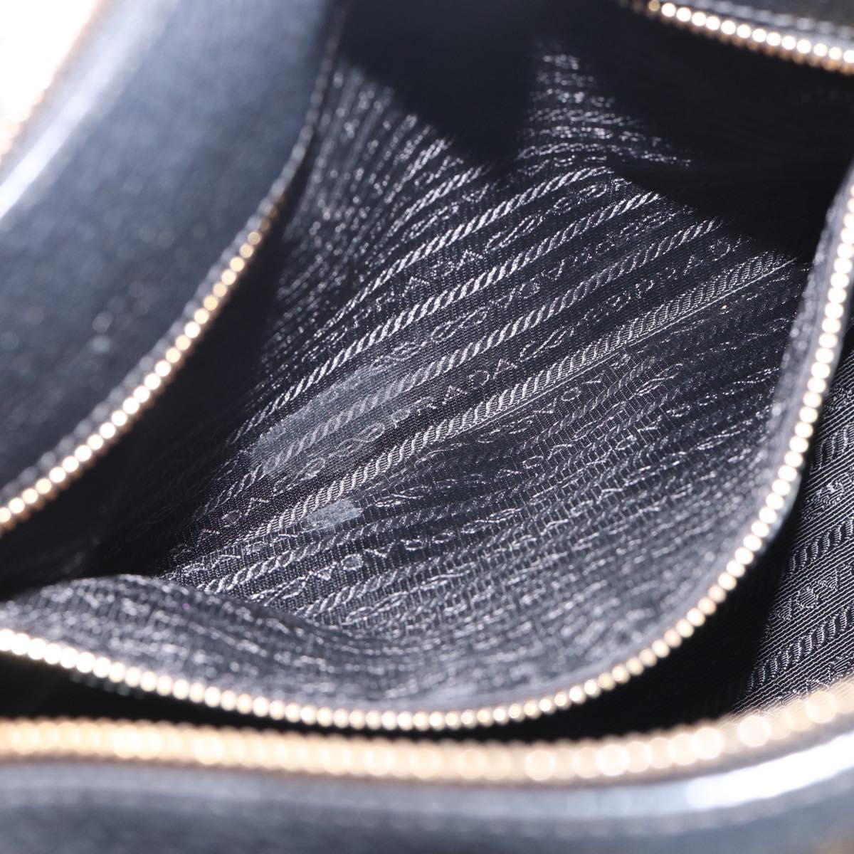 PRADA Hand Bag Leather 2way Black Gold Auth yk21147V