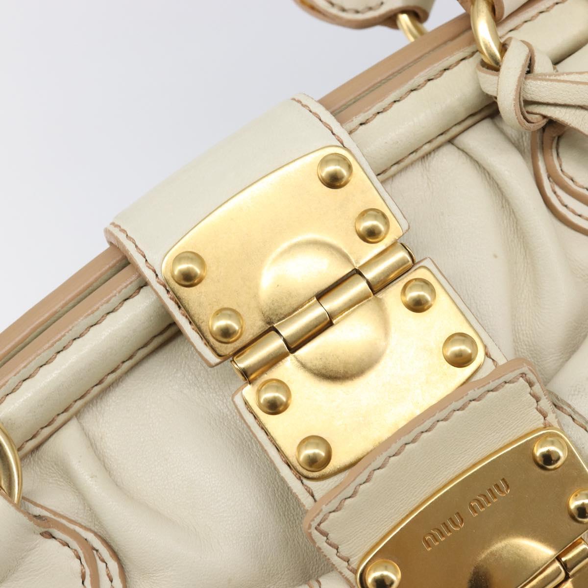 Miu Miu Matelasse Hand Bag Leather Cream Gold Auth yk21152V