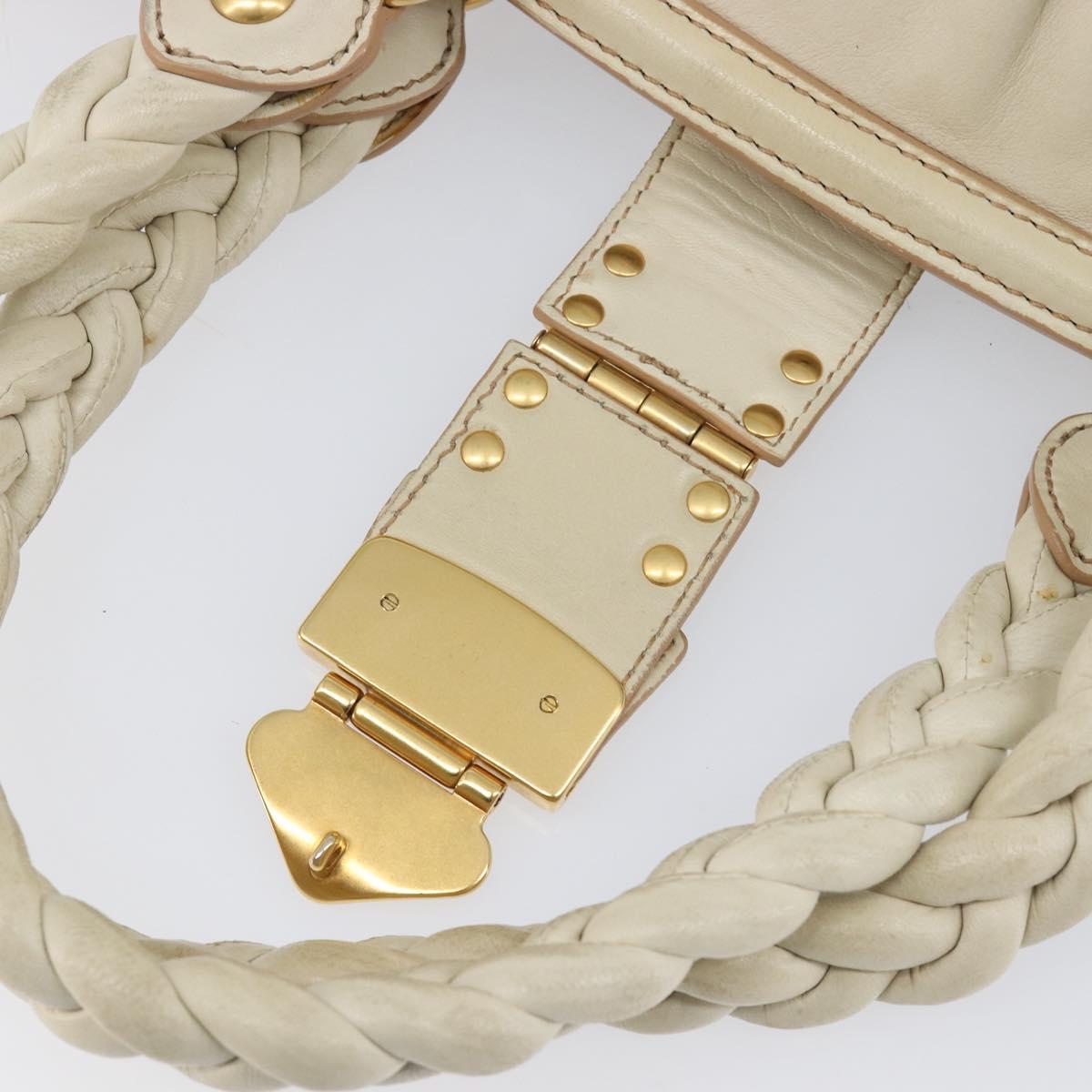 Miu Miu Matelasse Hand Bag Leather Cream Gold Auth yk21152V