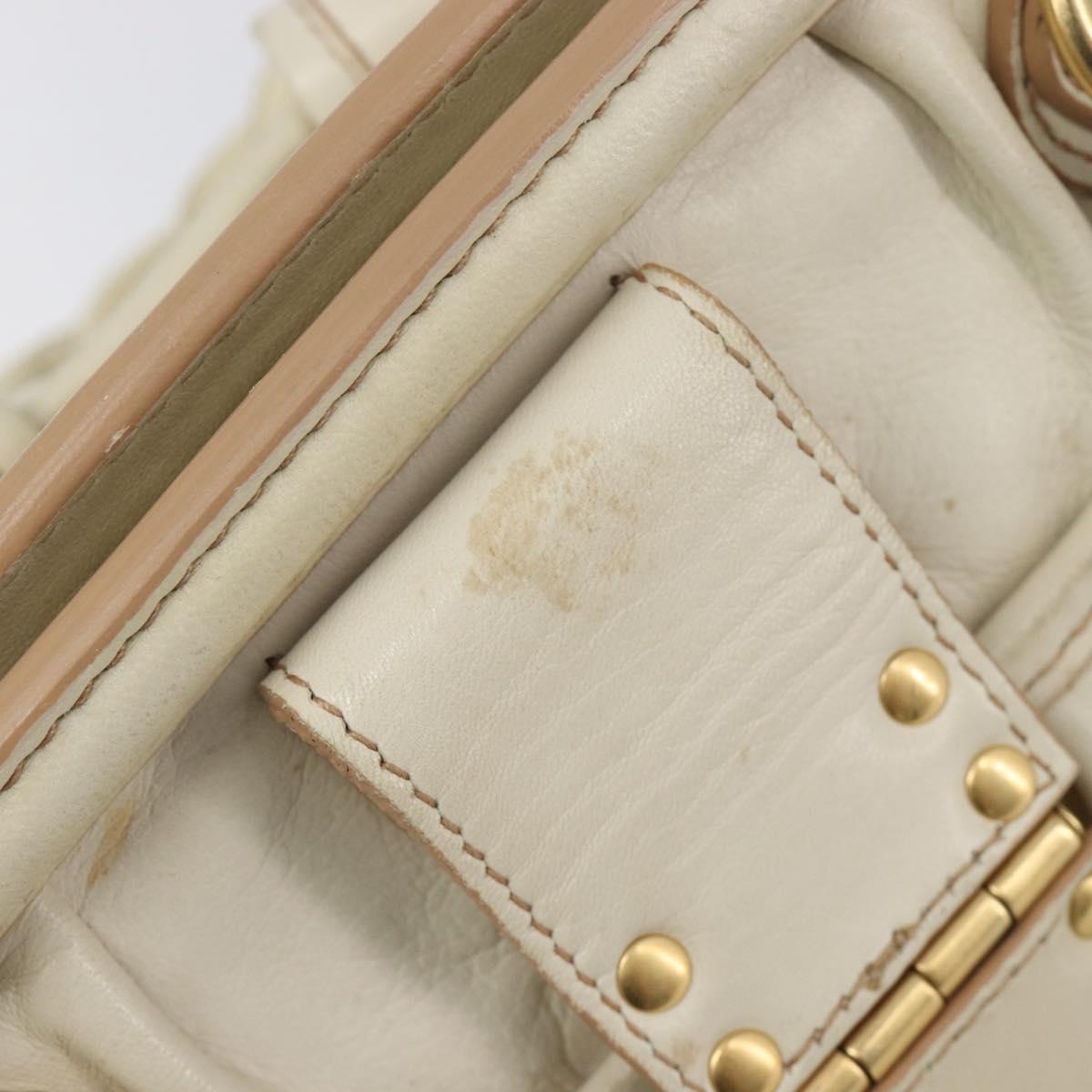 Miu Miu Matelasse Hand Bag Leather Cream Gold Auth yk21152V