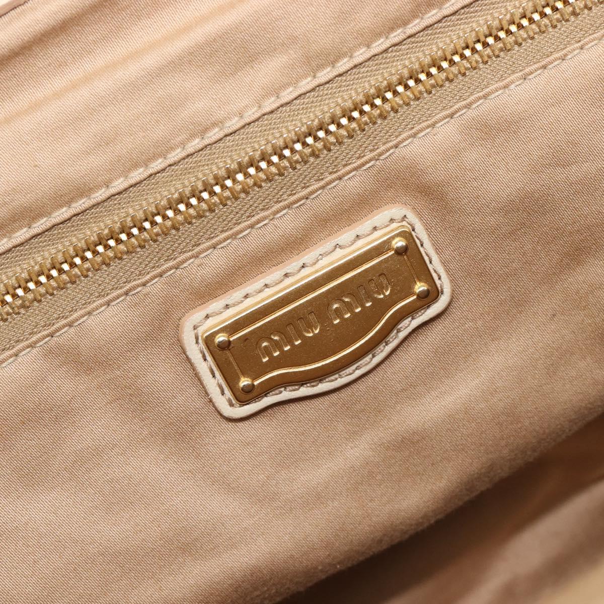 Miu Miu Matelasse Hand Bag Leather Cream Gold Auth yk21152V