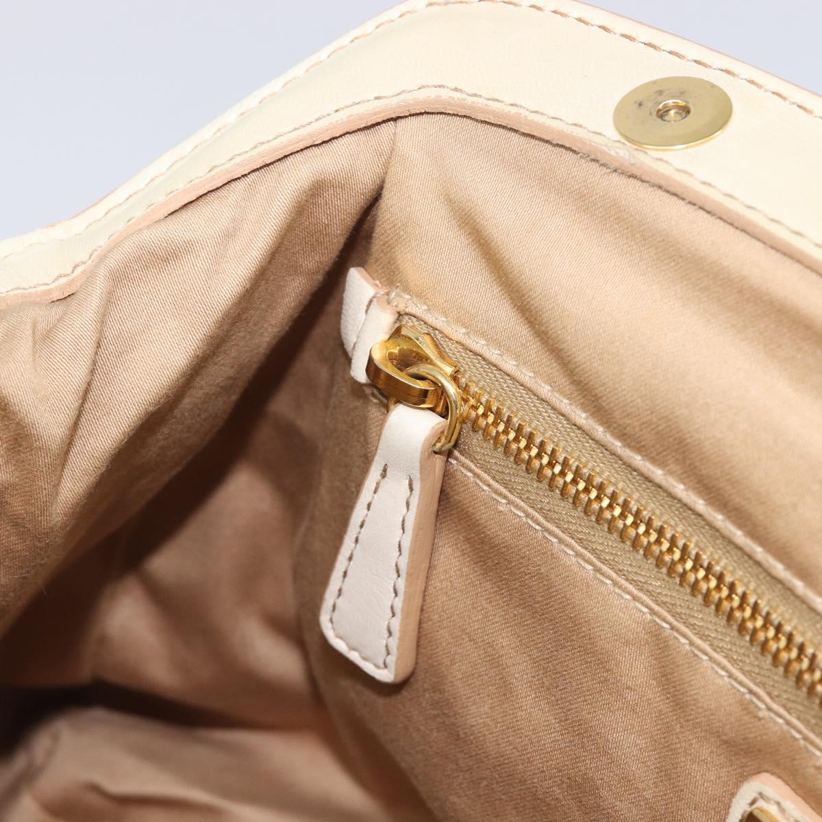 Miu Miu Matelasse Hand Bag Leather Cream Gold Auth yk21152V
