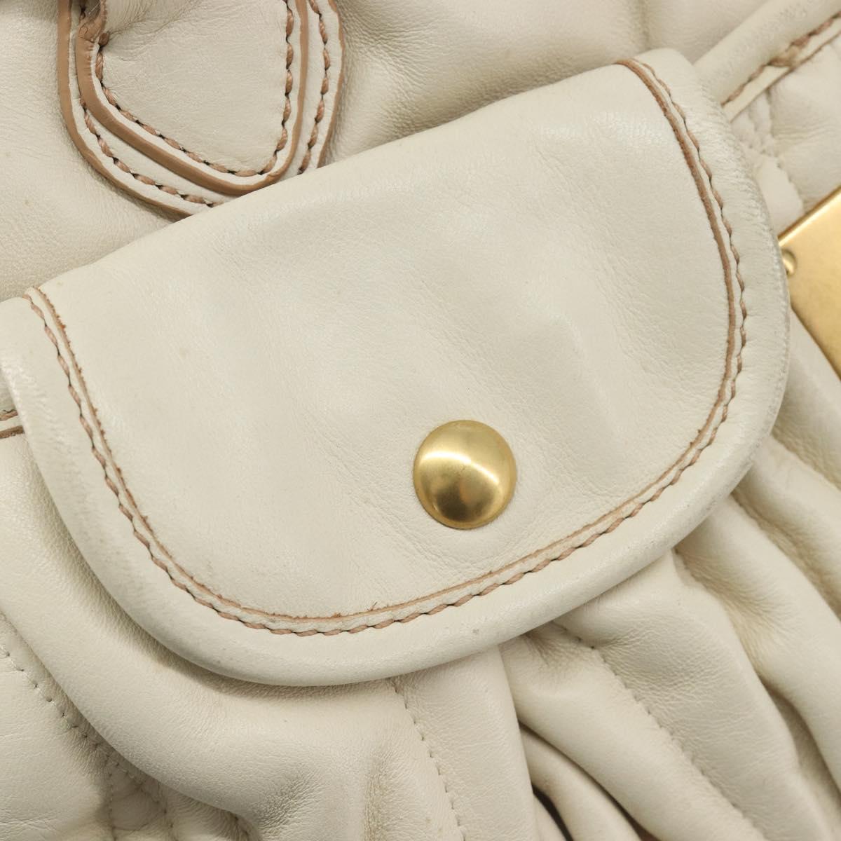 Miu Miu Matelasse Hand Bag Leather Cream Gold Auth yk21152V