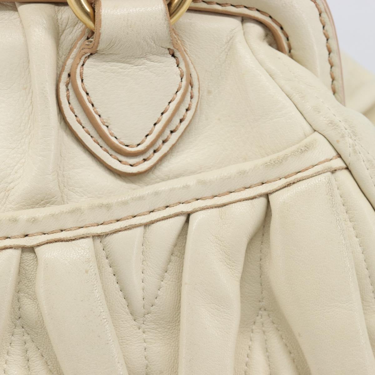 Miu Miu Matelasse Hand Bag Leather Cream Gold Auth yk21152V