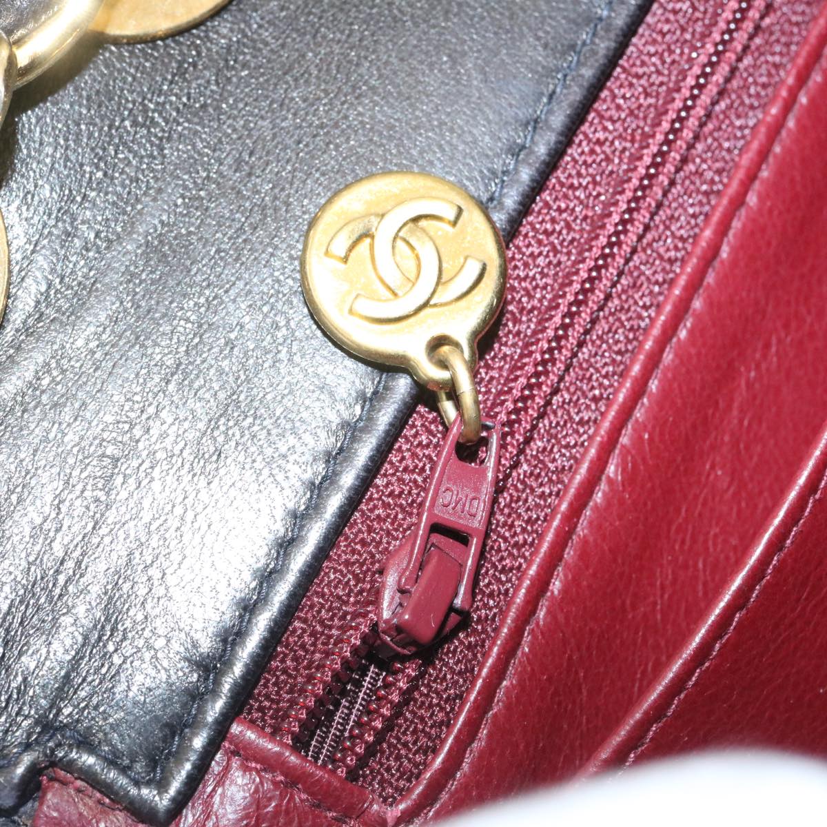 CHANEL Mademoiselle Big COCO Mark Chain ShoulderBag Lamb Skin Black Auth yk4080SAV