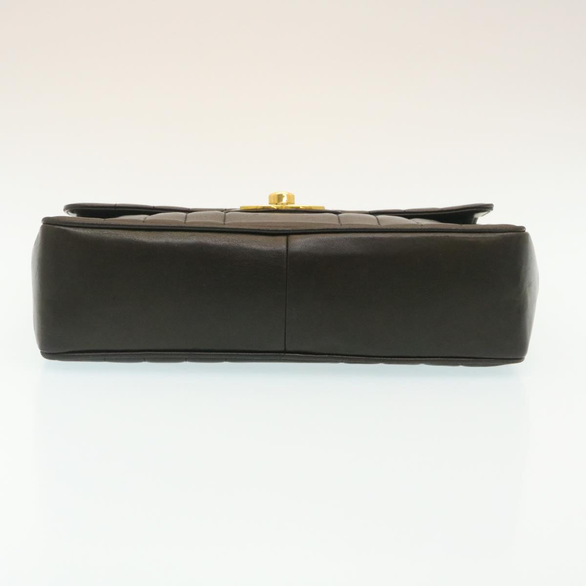 CHANEL Mademoiselle Big COCO Mark Chain ShoulderBag Lamb Skin Black Auth yk4080SAV