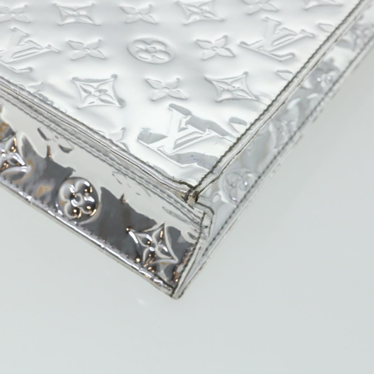 LOUIS VUITTON Monogram Miroir Sac Plat Hand Bag Silver M40269 LV Auth yk5783