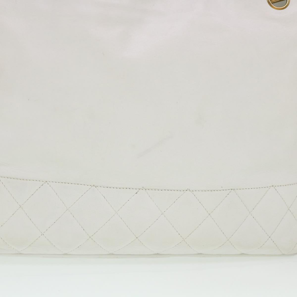 CHANEL Chain Shoulder Bag Lamb Skin White CC Auth yk6254
