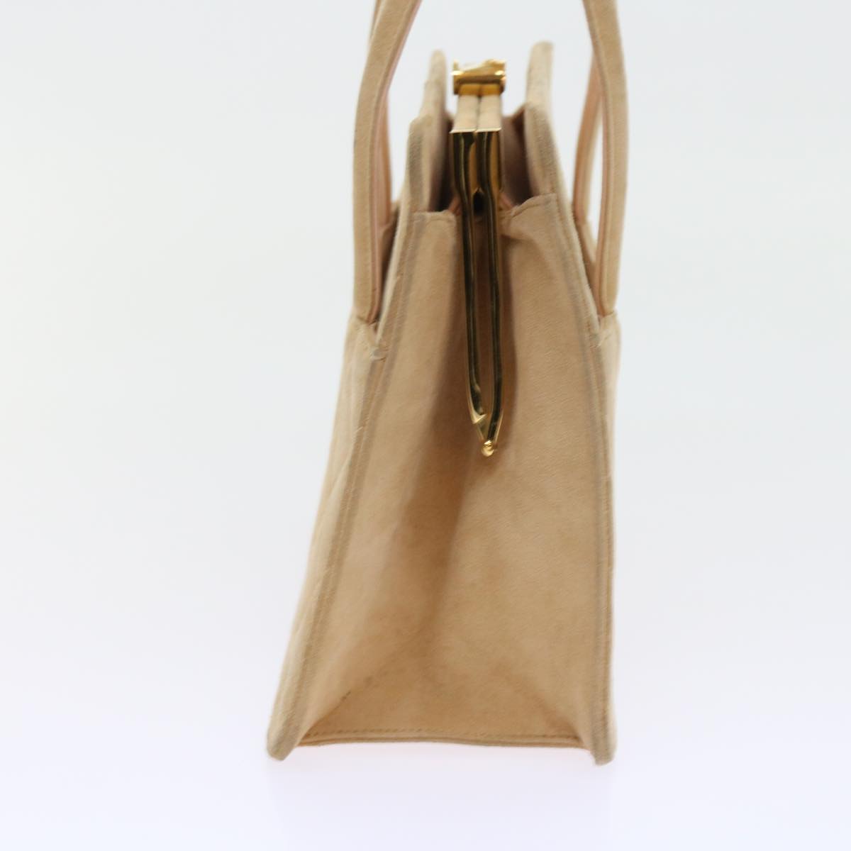 CHANEL Gamaguchi Hand Bag Suede Beige CC Auth yk9125