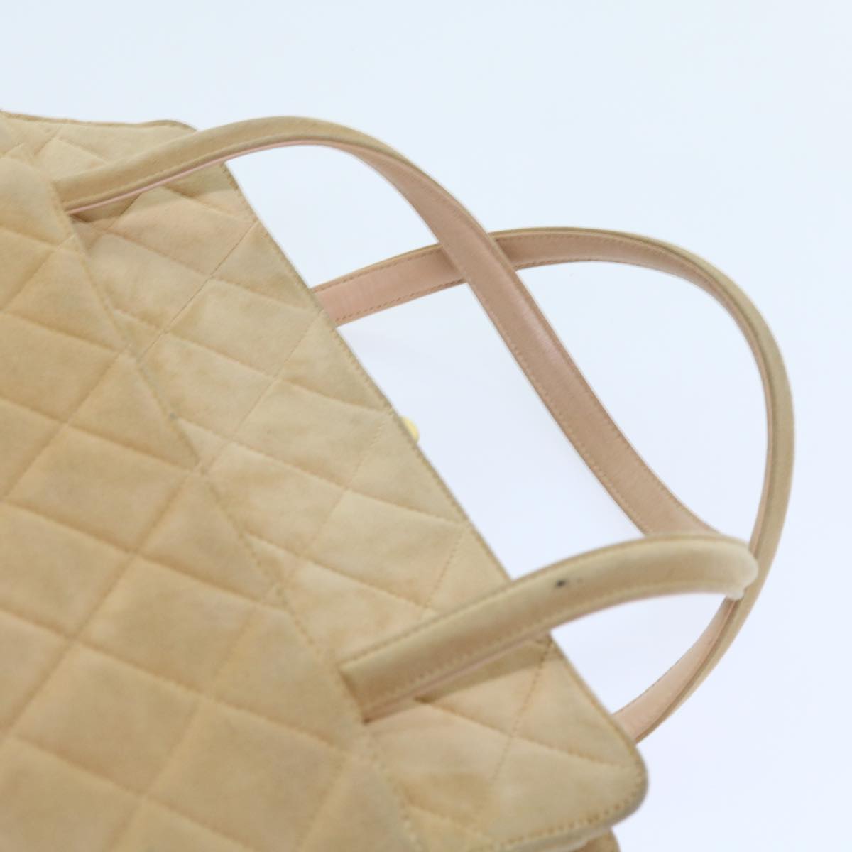 CHANEL Gamaguchi Hand Bag Suede Beige CC Auth yk9125